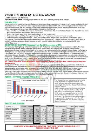 CGA - CEO Newsletter 22/2013 (31/05/13)