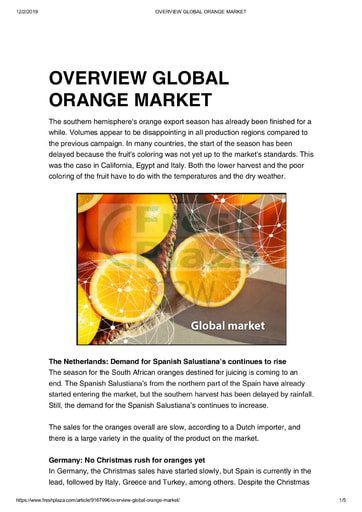 Overview: Global Orange Market