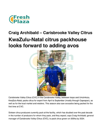 KwaZulu-Natal citrus packhouse looks forward to adding avos