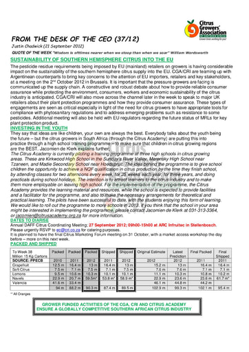 CGA - CEO Newsletter 37/2012 (21/09/12)
