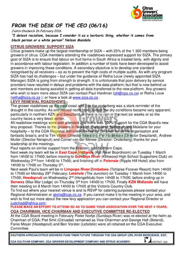 CGA - CEO Newsletter 06/2016 (26/02/16)