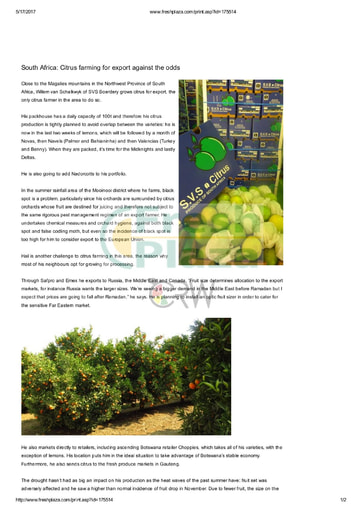 Citrus farming for export against the odds