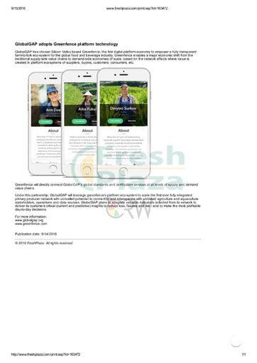 GlobalGAP adopts Greenfence platform technology