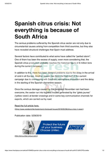 Spanish citrus crisis - Not everything is because of South Africa