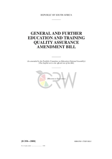 General FET Quality Assurance Amendment Bill B35B - 2008