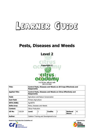 Pests, Diseases and Weeds NQ 2 Learner Guide