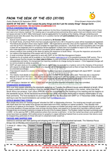 CGA - CEO Newsletter 37/2009 (18/09/09)