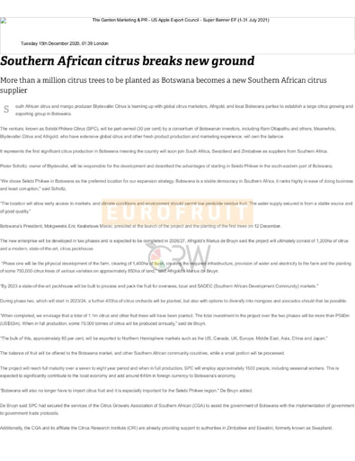 Southern African citrus breaks new ground
