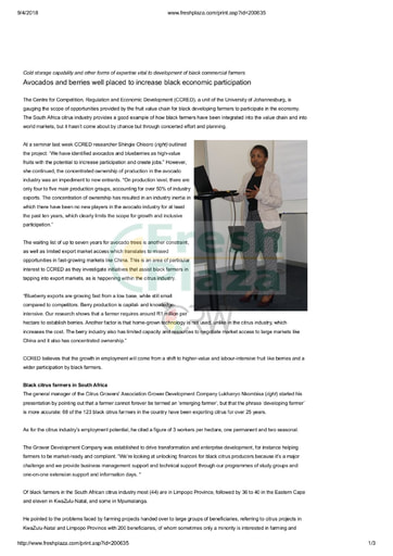 Avocados and berries well placed to increase black economic participation