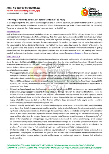 CGA - CEO Newsletter 15/2022 (15/04/22)