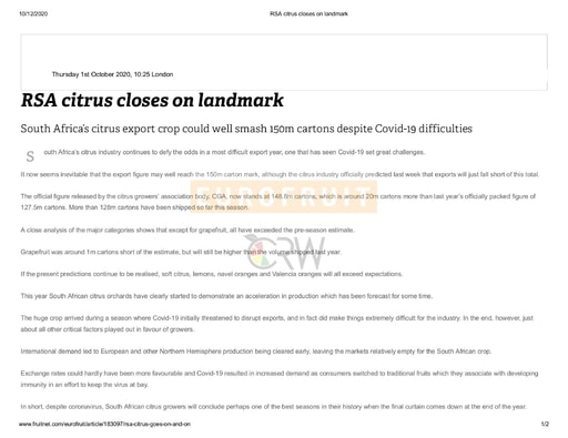 RSA citrus closes on landmark