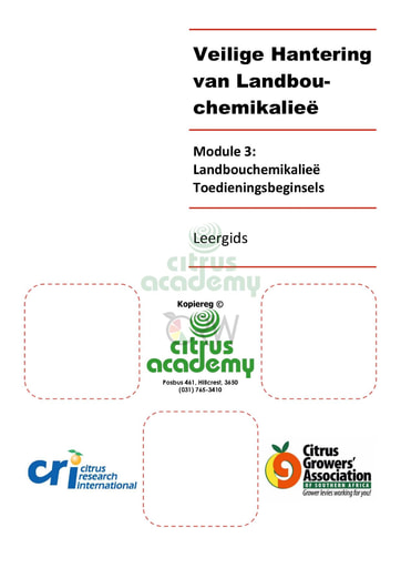 Module 3 - Landbouchemikalieë Toedieningsbeginsels