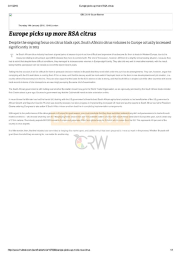 Europe picks up more RSA citrus