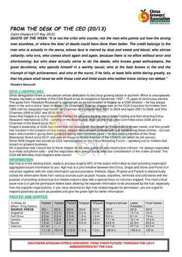 CGA - CEO Newsletter 20/2013 (17/05/13)