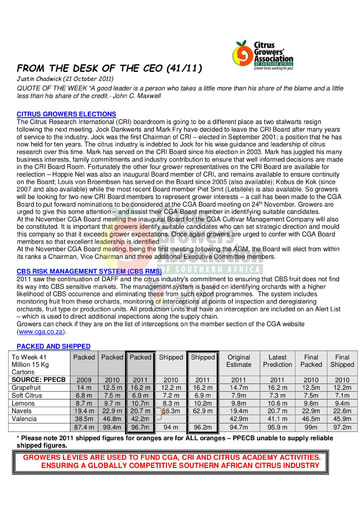 CGA - CEO Newsletter 41/2011 (21/10/11)