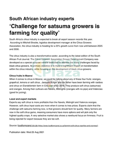 Challenge for satsuma growers is farming for quality