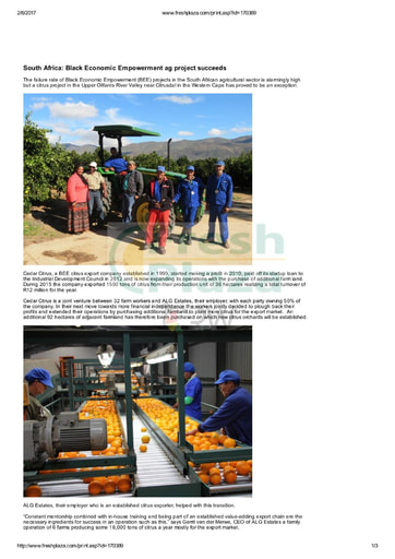 Black Economic Empowerment ag project succeeds