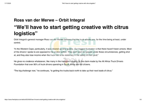 We’ll have to start getting creative with citrus logistics