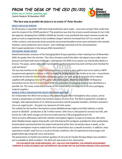 CGA - CEO Newsletter 51/2020 (18/12/20)