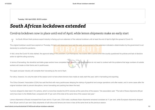 South African lockdown extended