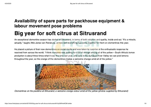 Big year for soft citrus at Sitrusrand