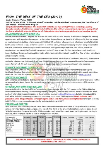 CGA - CEO Newsletter 23/2013 (07/06/13)