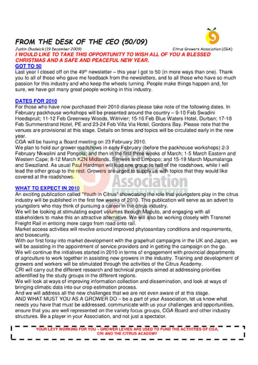 CGA - CEO Newsletter 50/2009 (19/12/09)