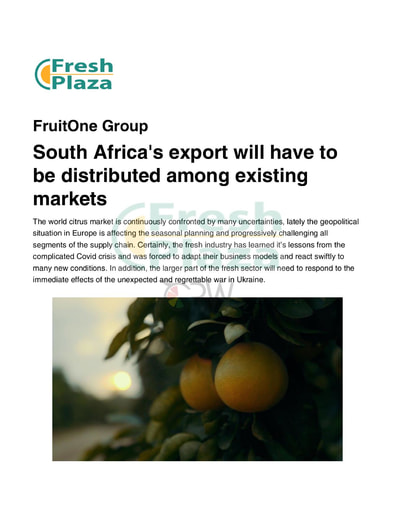 South Africa's export will have to be distributed among existing markets