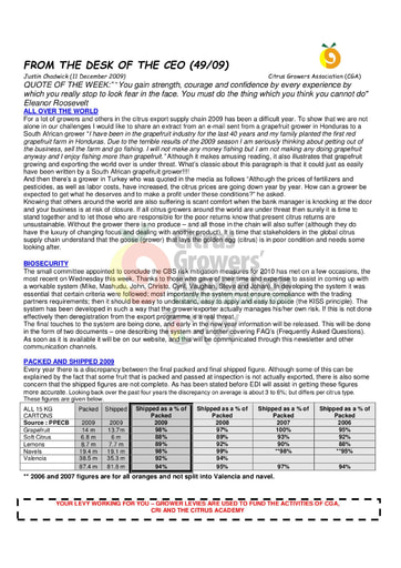 CGA - CEO Newsletter 49/2009 (11/12/09)