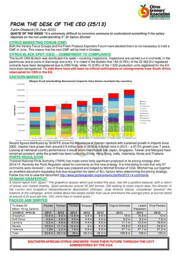 CGA - CEO Newsletter 25/2013 (21/06/13)