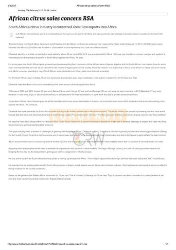 African citrus sales concern RSA
