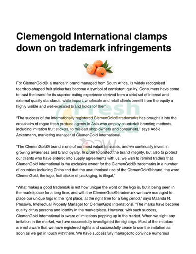 Clemengold International clamps down on trademark infringements