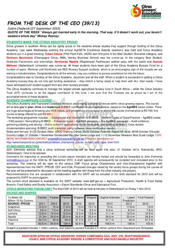 CGA - CEO Newsletter 39/2013 (27/09/13)