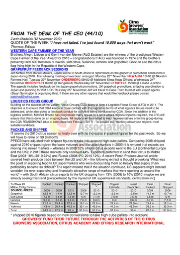 CGA - CEO Newsletter 44/2010 (12/11/10)