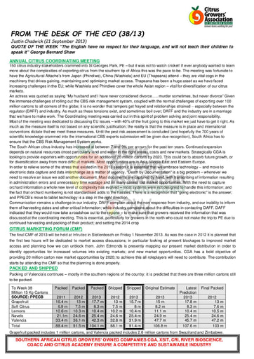 CGA - CEO Newsletter 38/2013 (21/09/13)