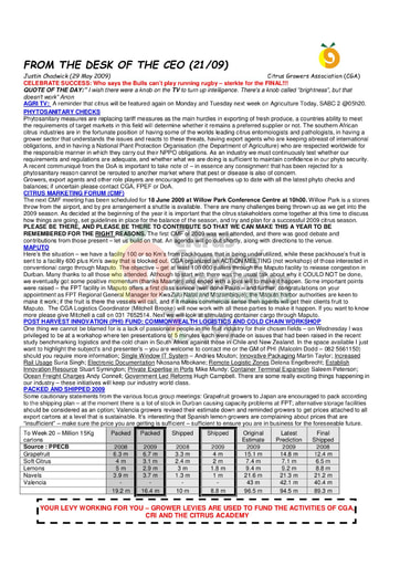 CGA - CEO Newsletter 21/2009 (29/05/09)