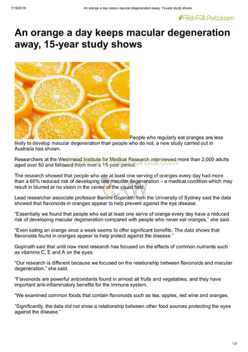 An orange a day keeps macular degeneration away 15 year study shows