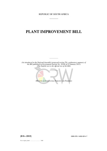 Plant Improvement Bill B8 - 2015