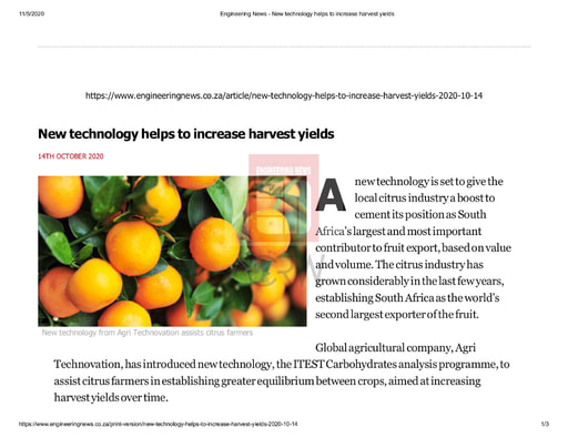 New technology helps to increase harvest yields