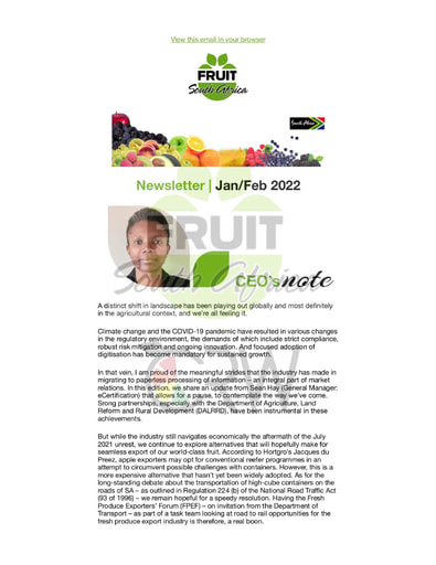 Fruit SA Newsletter (January / February 2022)