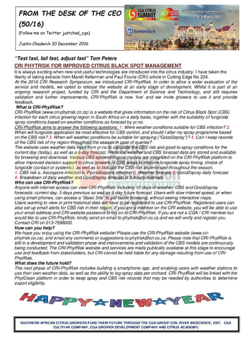 CGA - CEO Newsletter 50/2016 (30/12/16)