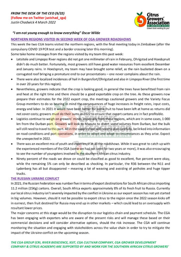 CGA - CEO Newsletter 09/2022 (04/03/22)