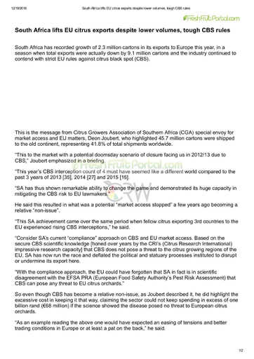 South Africa lifts EU citrus exports despite lower volumes, tough CBS rules