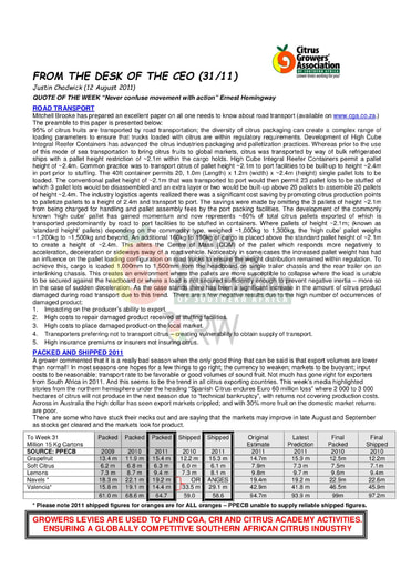 CGA - CEO Newsletter 31/2011 (12/08/11)
