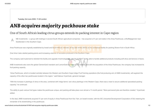ANB acquires majority packhouse stake