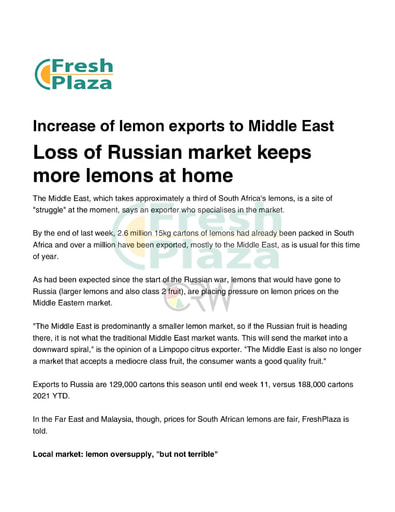 Loss of Russian market keeps more lemons at home