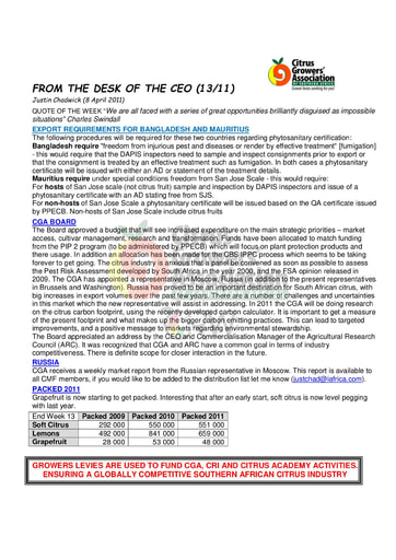 CGA - CEO Newsletter 13/2011 (08/04/11)