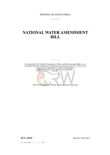 National Water Amendment Bill B3 - 2014