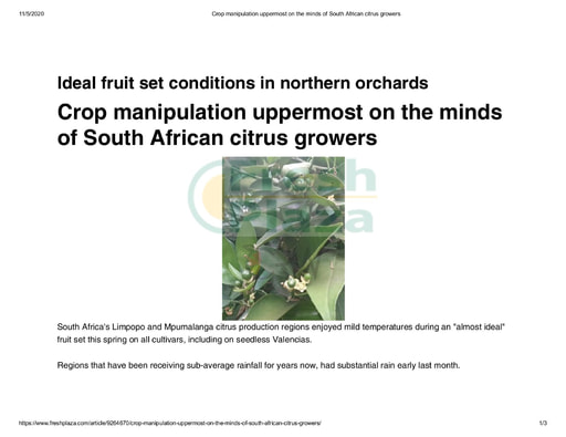 Crop manipulation uppermost on the minds of South African citrus growers