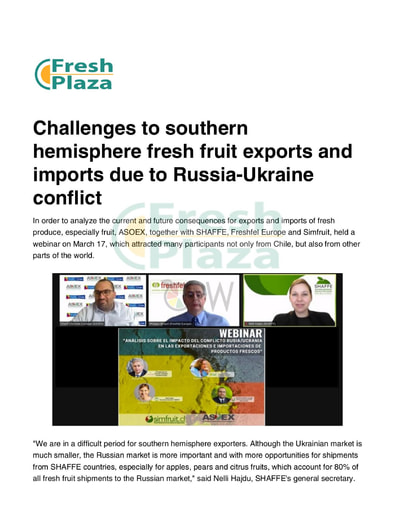 Challenges to southern hemisphere fresh fruit exports and imports due to Russia Ukraine conflict